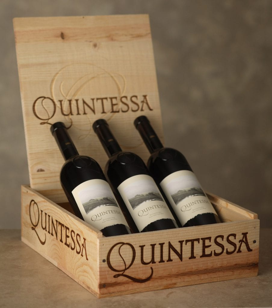 Quintessa 3-Bottle Wooden Wine Box - Golden State Box Factory